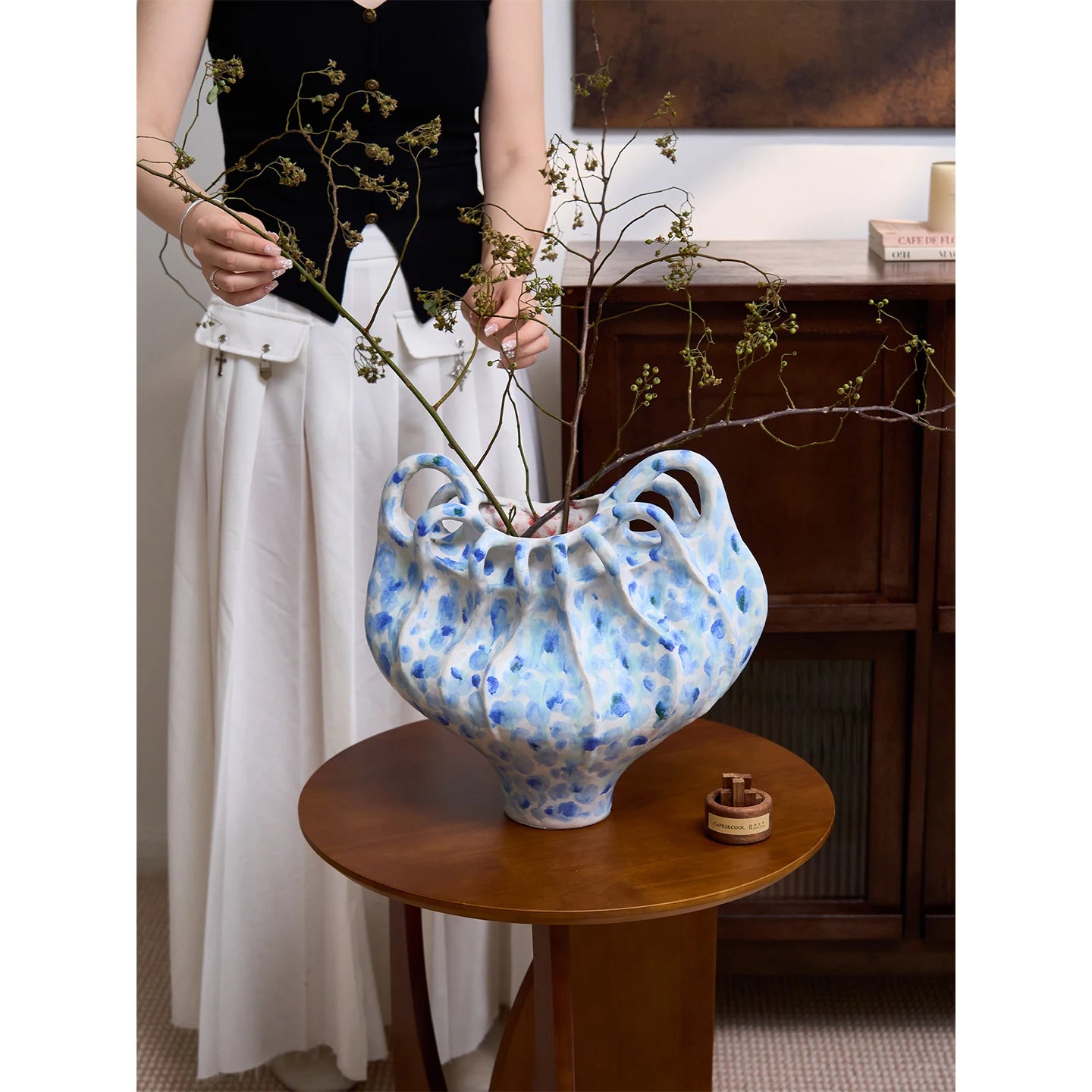 Handmade Abstract Ceramic Vase for Artistic Flower Arrangement