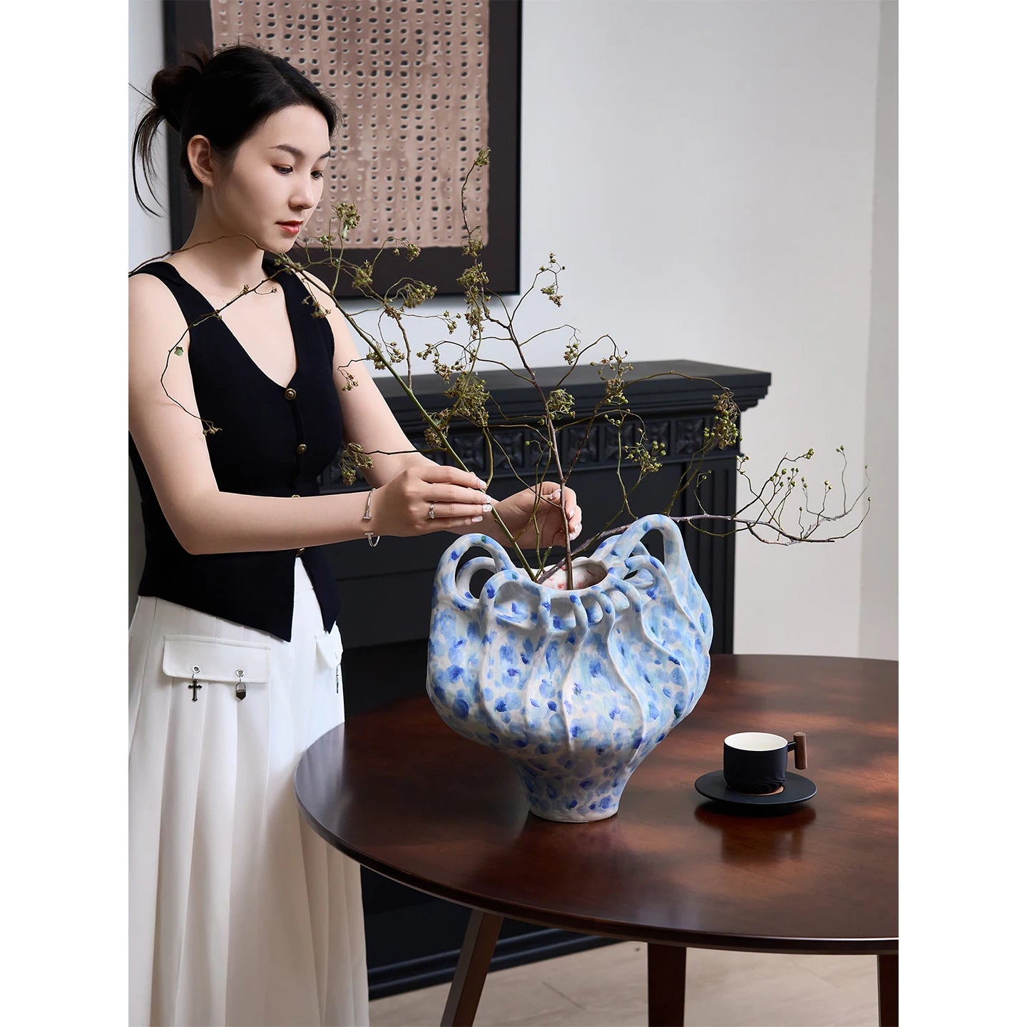 Handmade Abstract Ceramic Vase for Artistic Flower Arrangement