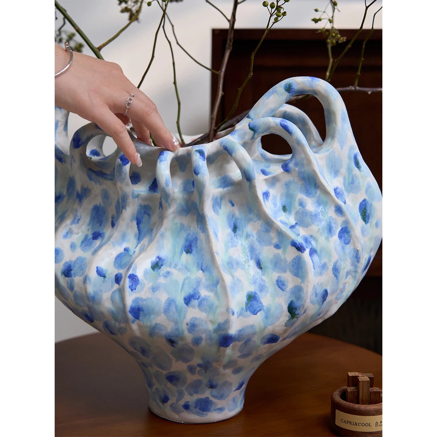 Handmade Abstract Ceramic Vase for Artistic Flower Arrangement