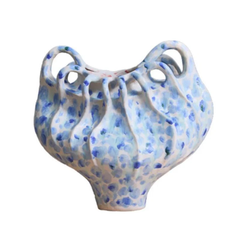 Handmade Abstract Ceramic Vase for Artistic Flower Arrangement